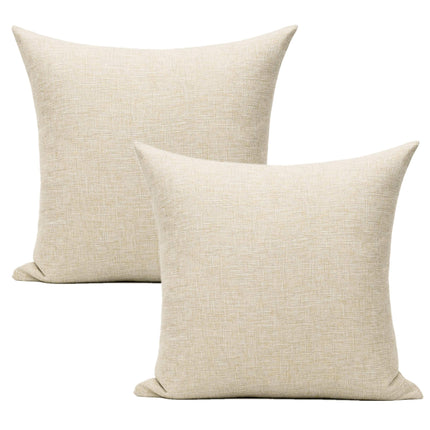All Smiles Beige Linen Throw Pillow Covers 16x16 Set of 2 Neutral Khaki Decorative Farmhouse Décor Burlap Cushion Cases Home Natural Decorations Indoor Outdoor for Bed Sofa Couch Patio