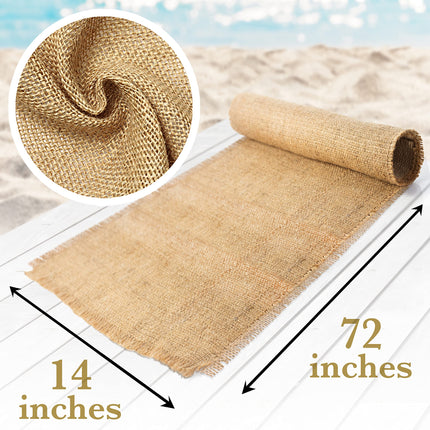 Burlap Table Runner, 14 x 72 Inch Outdoor Rustic Table Runner, Natural Jute for Fall, Thanksgiving, Weddings, and Parties