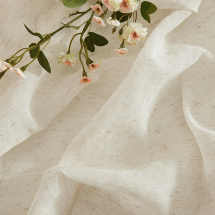 HLC.ME Lena Burlap Flax Linen Semi Sheer Privacy Sun Light Filtering Transparent Window Tab Top Short Thick Curtains Drapery Panels for Bedroom & Office, 2 Panels (54 W x 72 L, Natural Linen)