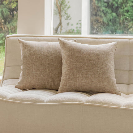 Home Brilliant Set of 2 Linen Throw Pillow Covers 18x18 Decorative Farmhouse Throw Pillow Cases Rustic Square Throw Pillows for Couch Sofa Decoration, 18 x 18 Inch, Burlap