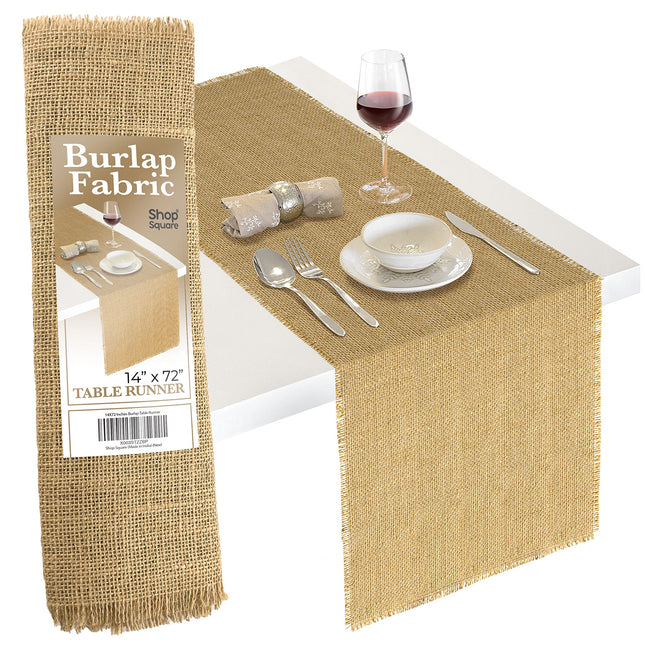 Burlap Table Runner, 14 x 72 Inch Outdoor Rustic Table Runner, Natural Jute for Fall, Thanksgiving, Weddings, and Parties
